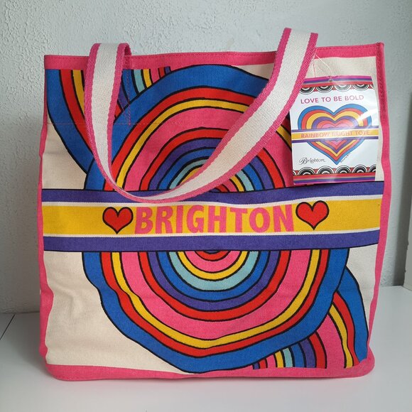 NWT Brighton Rainbow Bright Large Canvas Tote, Versatile "Love To Be Bold" 14x15 - Picture 6 of 10
